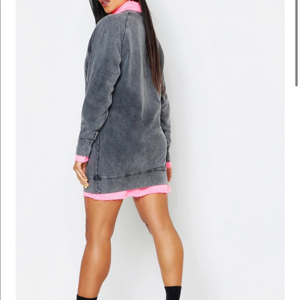 Boohoo High Neck Acid Wash Sweat Dress (10)